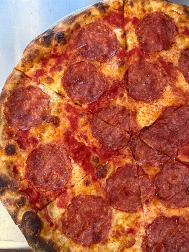 Round Soppressata Hot Honey Pizza.