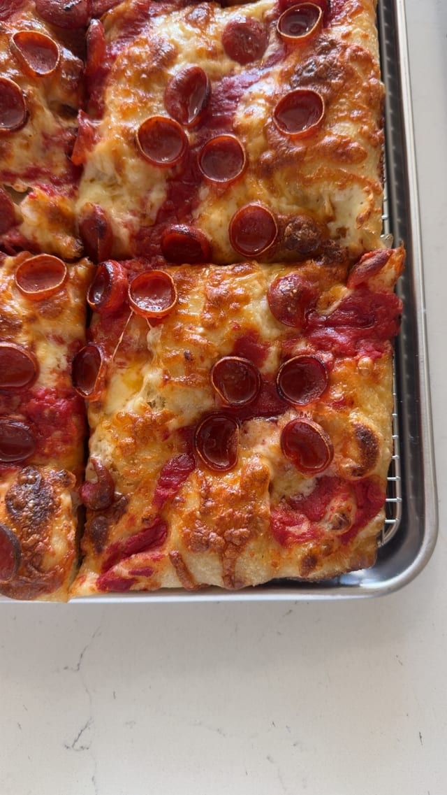 Pepperoni Hot Honey Focaccia Pizza.