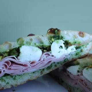 Mortadella Burrata Pistachio Sandwich