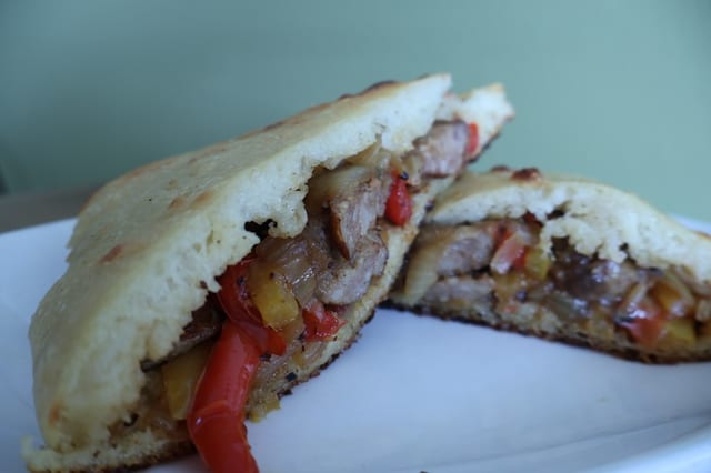 Sausage Peppers Onions Sandwich.
