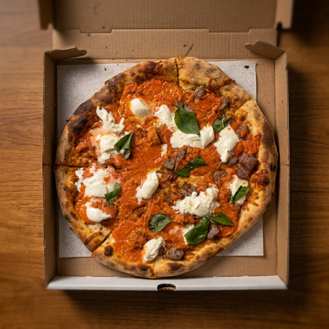 Vodka Burrata Pizza with Free Sandwich.